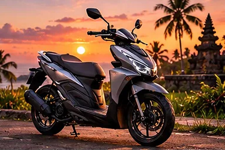 夕暮れに停まるチャングーのレンタルHonda Vario 160